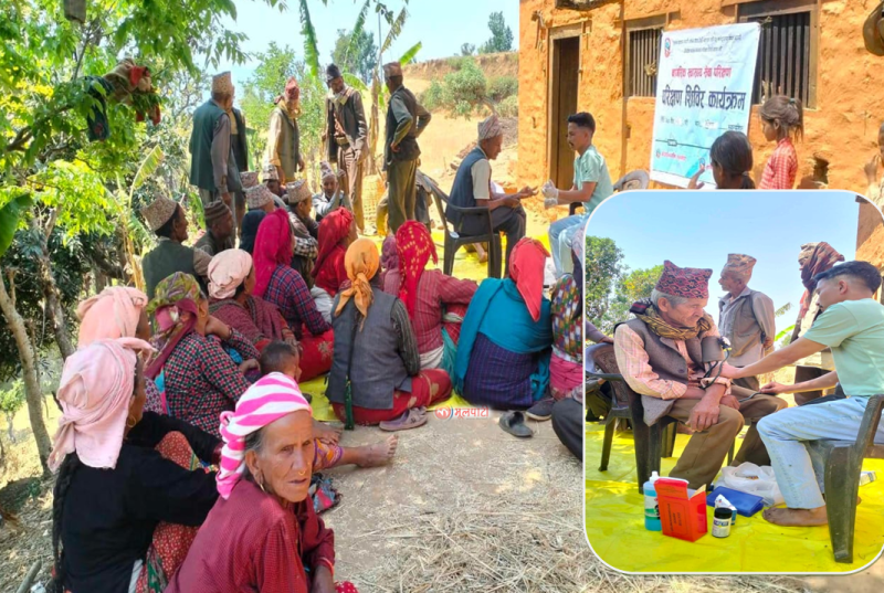 चौरजहारीमा टोलटोलमा पुगेर ५५ वर्ष माथिका नागरिकको स्वास्थ्य परीक्षण 